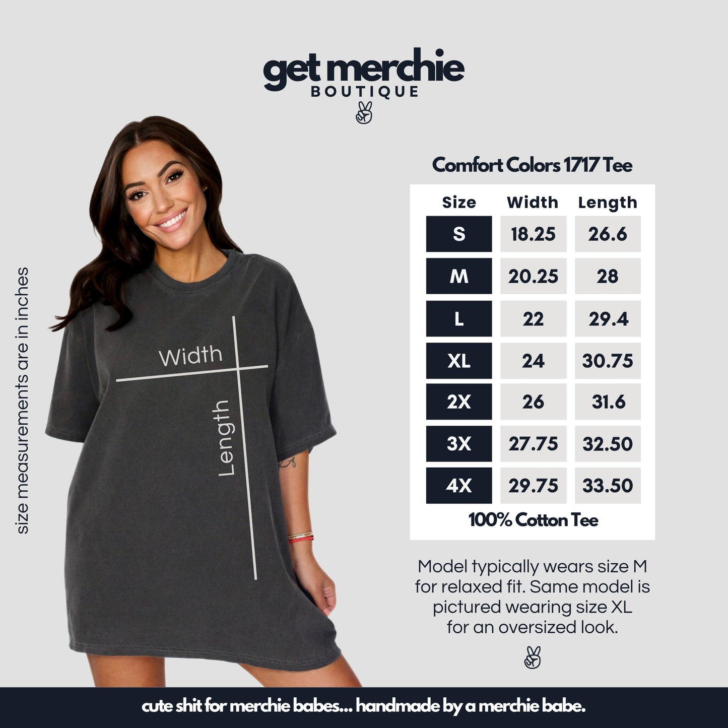 Comfort Colors 1717 T-Shirt Size Chart