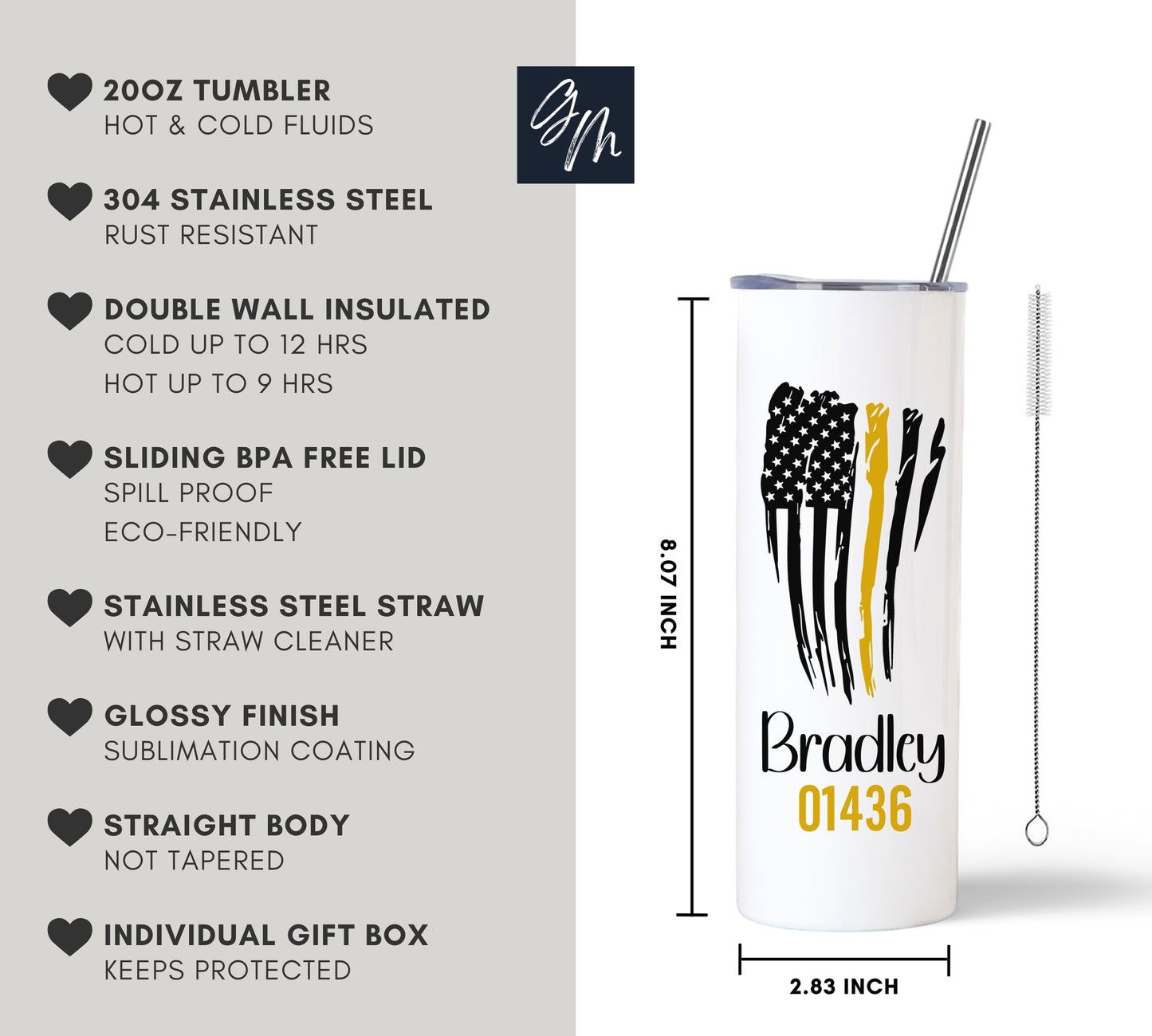 Thin Gold Line 911 Dispatcher Tumbler