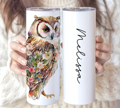 Boho Floral Owl Tumbler