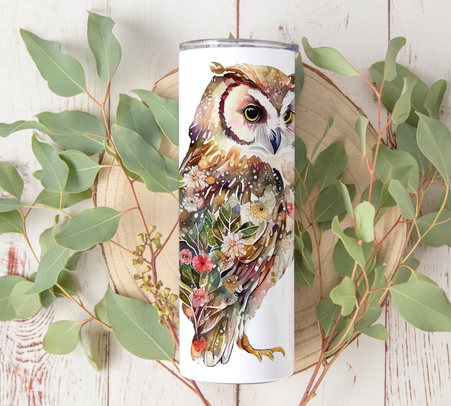 Boho Floral Owl Tumbler