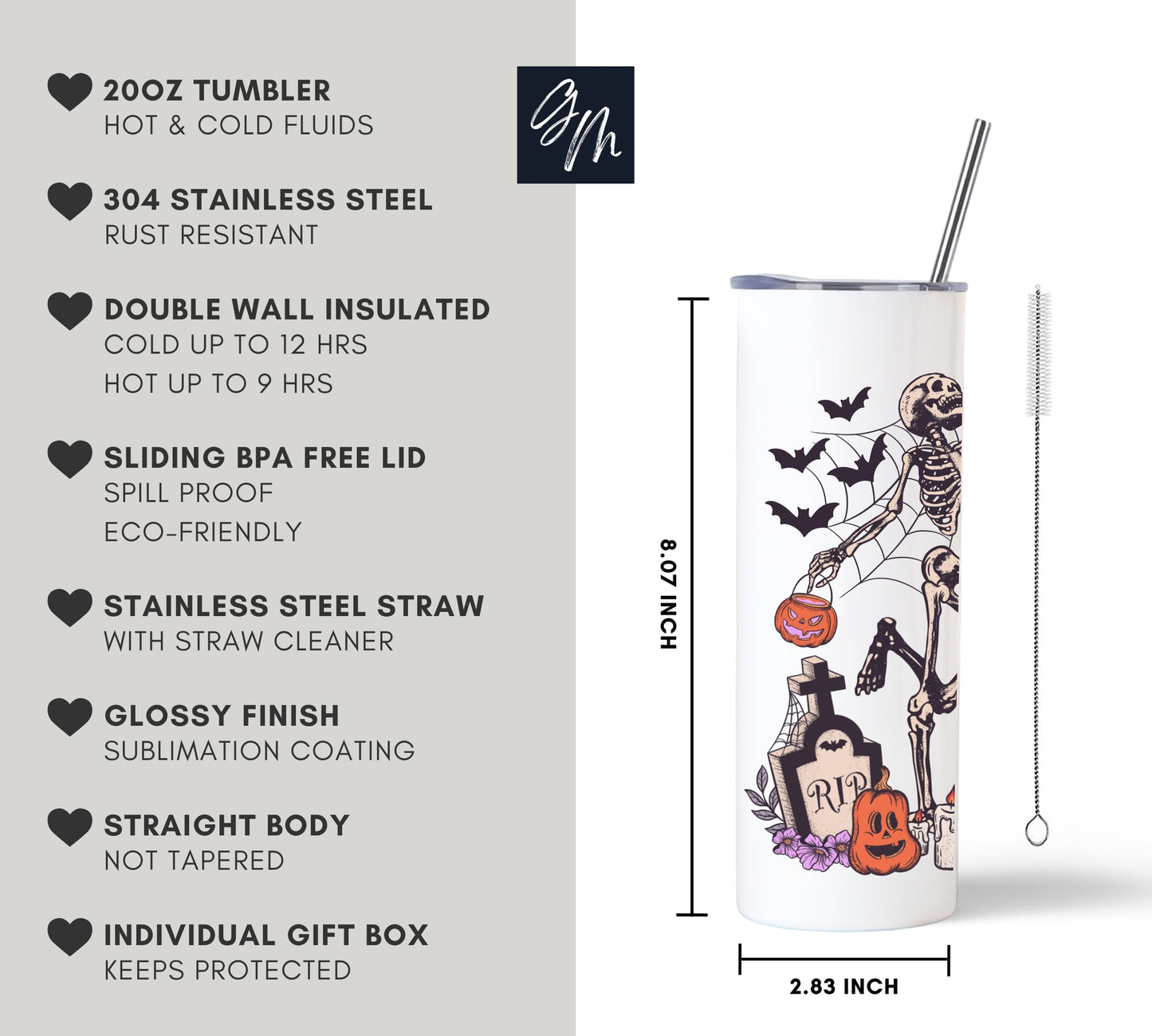 Stay Spooky Skeleton Tumbler