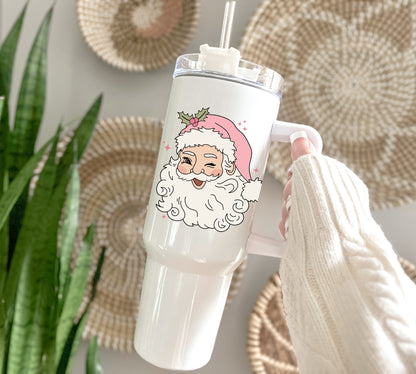 Vintage Pink Santa 40oz Tumbler