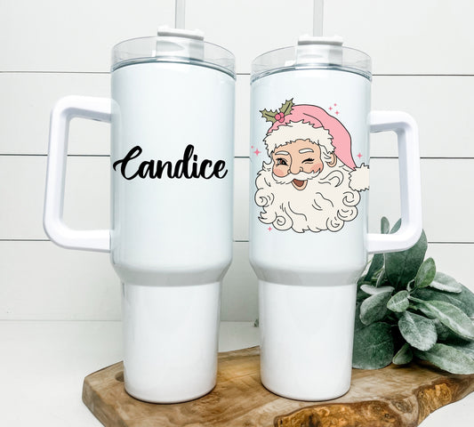 Vintage Pink Santa 40oz Tumbler