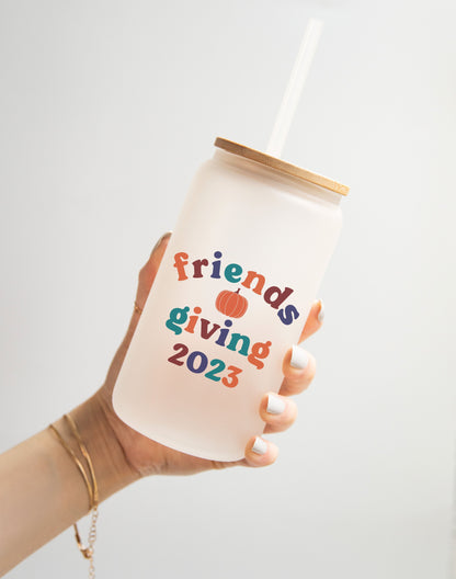 Retro Friendsgiving Frosted Glass