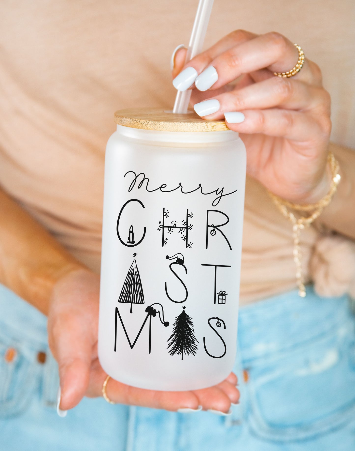 Christmas Letters Frosted Glass