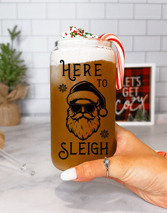 Here to Sleigh Frosted Glass