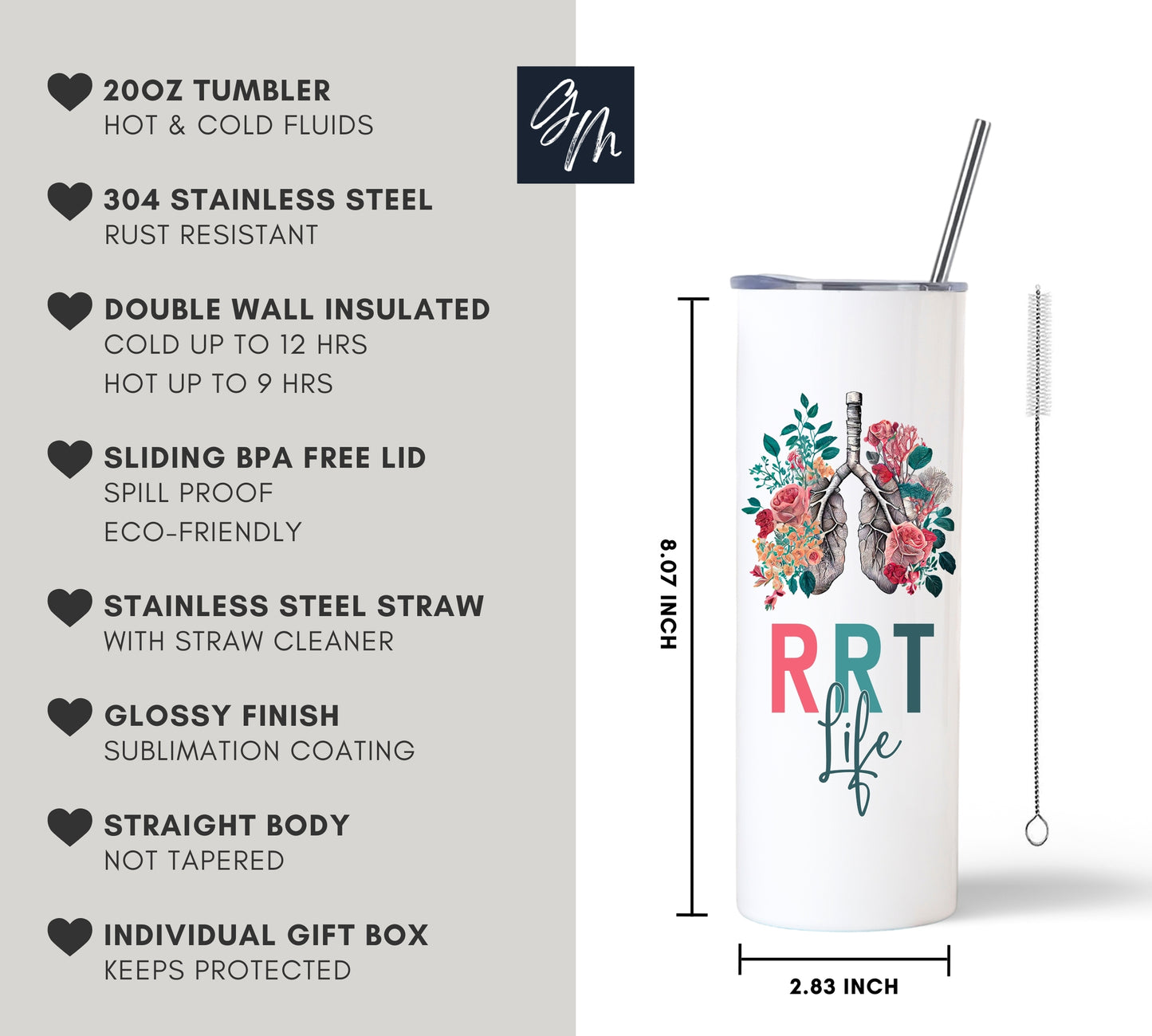 RRT Respiratory Therapist Tumbler