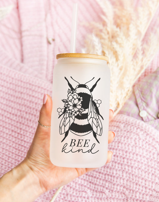 Bee Kind Frosted Glass