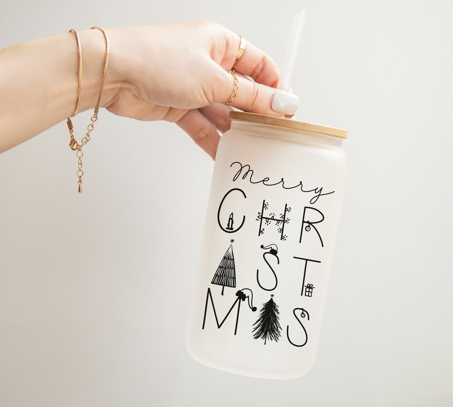 Christmas Letters Frosted Glass