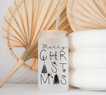 Christmas Letters Frosted Glass