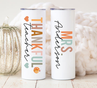 Thankful Teacher Thanksgiving Tumbler