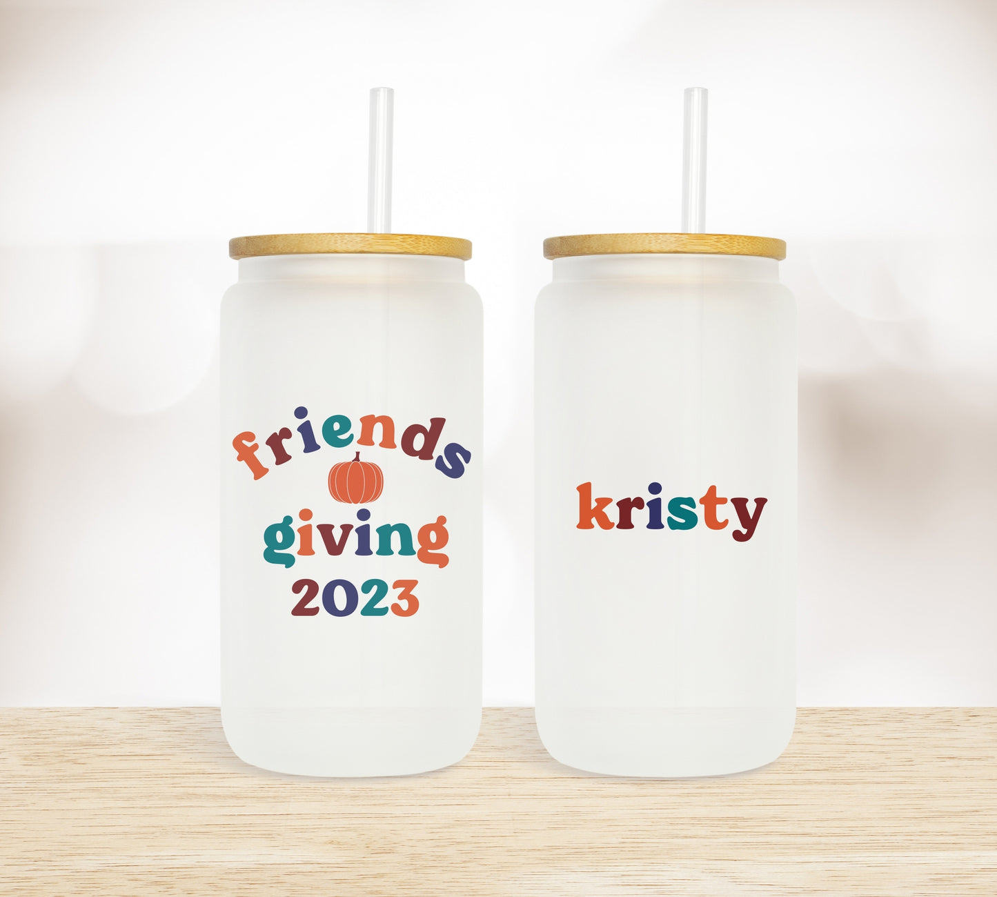 Retro Friendsgiving Frosted Glass