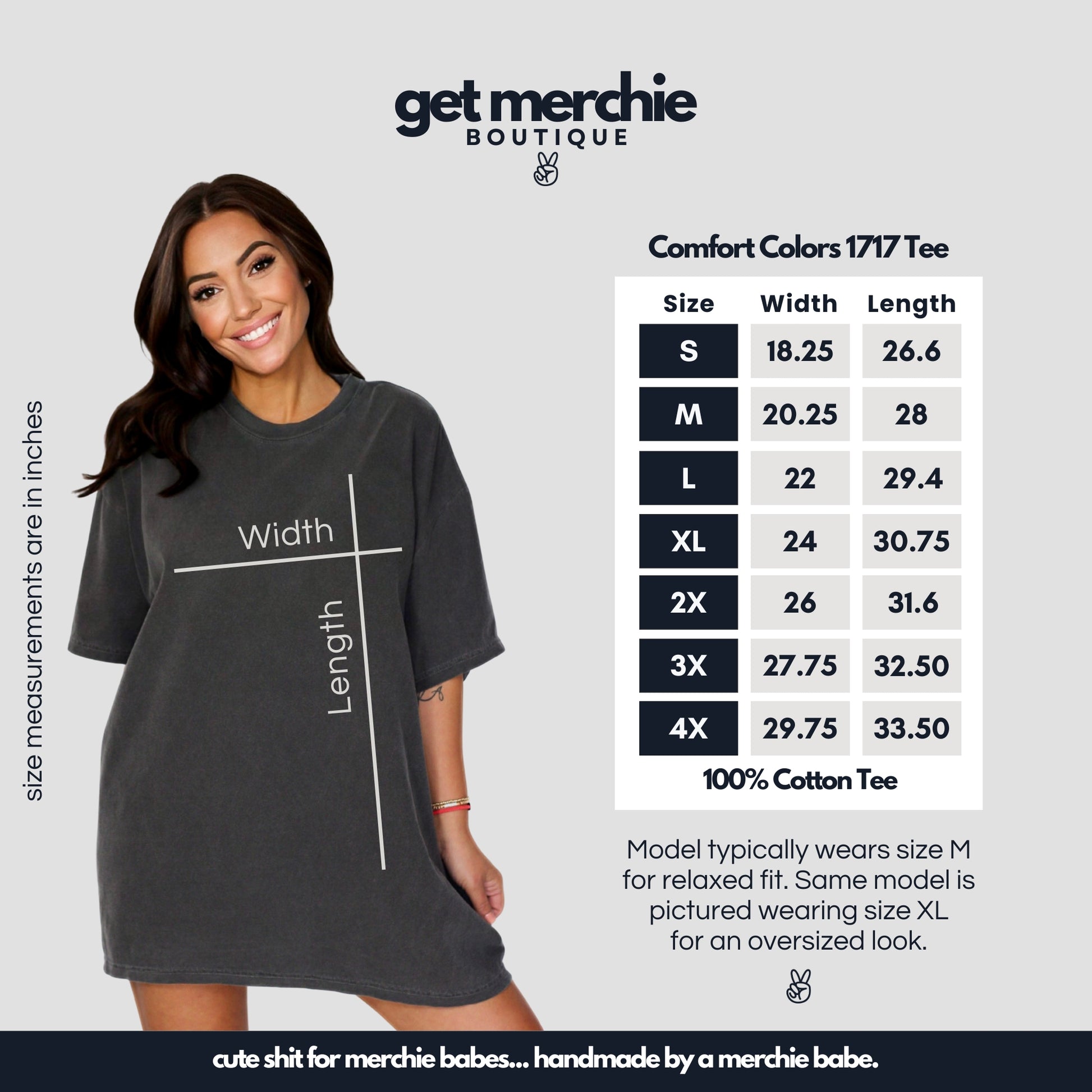 Comfort Colors 1717 T-Shirt Size Chart